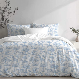 Toile de Jouy animais de safári azul