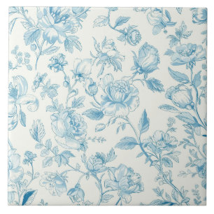 Toile de jouy Azul Chinoiseries Peônias Floral