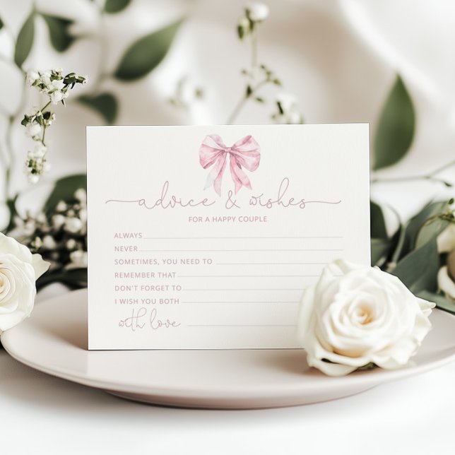 Toile de Jouy Bow advice and wishes bridal card (Criador carregado)