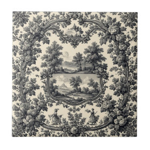 Toile De Jouy Campo Motivo Floral Monocromático