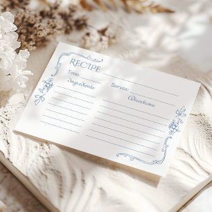 Toile de Jouy - cartão de receita floral azul empo