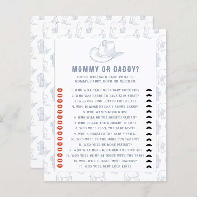 toile de jouy cowboy - mamãe ou chá de fraldas pai (Frente/Verso)