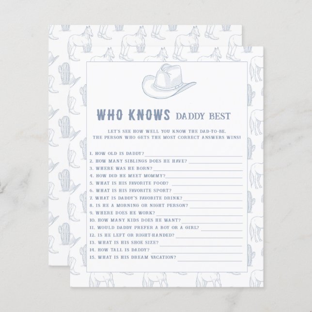 Toile de jouy Cowboy - Quem sabe o melhor jogo do  (Frente/Verso)