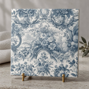 Toile de Jouy floral azul vintage monograma