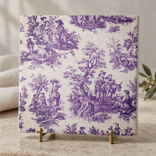 Toile de Jouy monograma floral roxo vintage