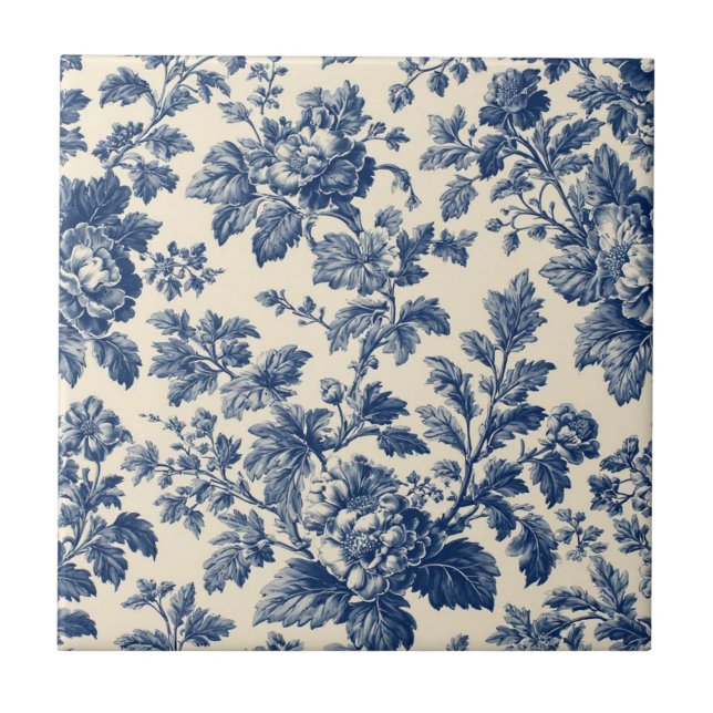 Toile De Jouy Pastoral Countryside Floral Motifs   (Frente)