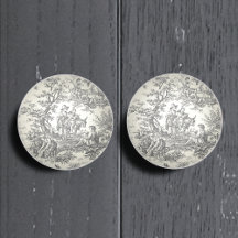 Tóile de jouy, preto e branco, dintage
