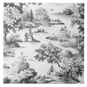 Toile de jouy, preto e branco, porcelana,