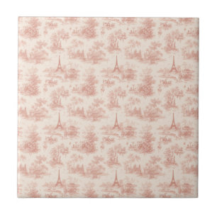 Toile de Jouy Romântica Rosa Padrão Rural Francês