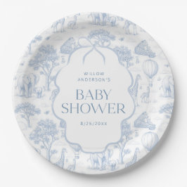 Toile De Jouy Safari Azul Baby Shower Pratos de Pa