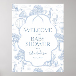 Toile De Jouy Safari Baby Shower Welcome Poster