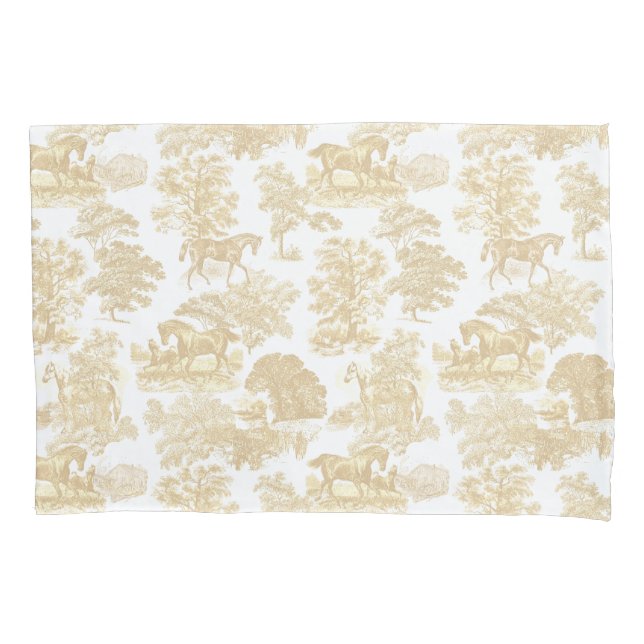 Toile Elegante Rustic Chic Beige White Horses (Frente-Esquerda)