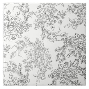 Toile floral branco e preto clássico