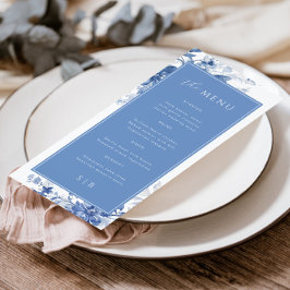 Toile French Blue Floral Weding Menu