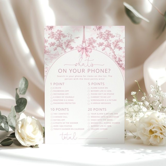 Toile Paris what's on your phone pink bridal game (Criador carregado)