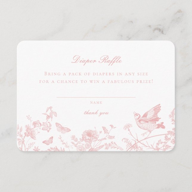 Toile Rosa De Jouy Fralda Raffle Convite Inserção (Frente)