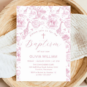 Toile Safari Pink Girl convite Baptism