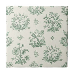Toile Verde Menta Francês Pássaros e Floral 4