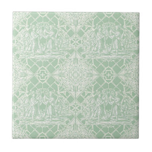 Toile Vintage Sage com Figuras Clássicas