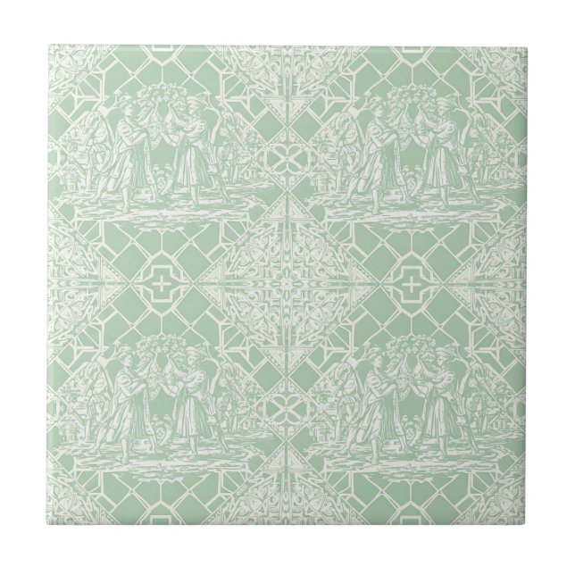 Toile Vintage Sage com Figuras Clássicas (Frente)