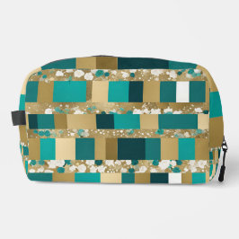 Toiletries Saco Verde Teal E Geométrico Dourado