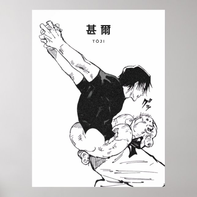 Toji Fushiguro Poster – Dark Anime Monochrome (Frente)