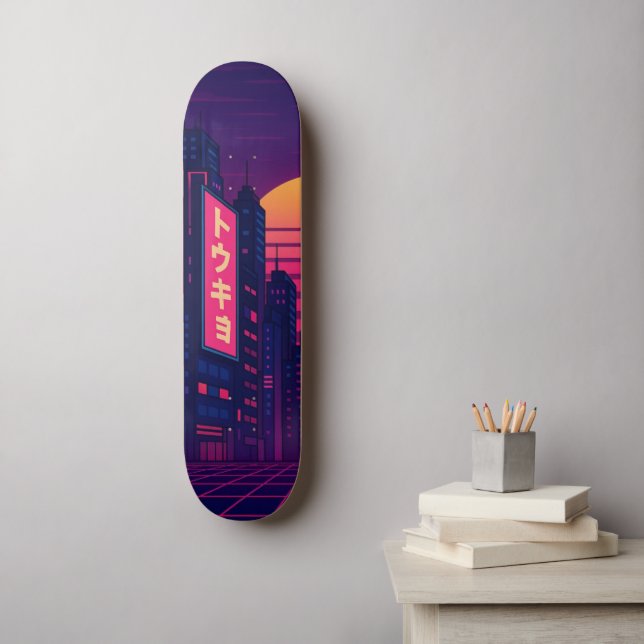 Tokyo Retro-Style Skateboard (Arte de parede)