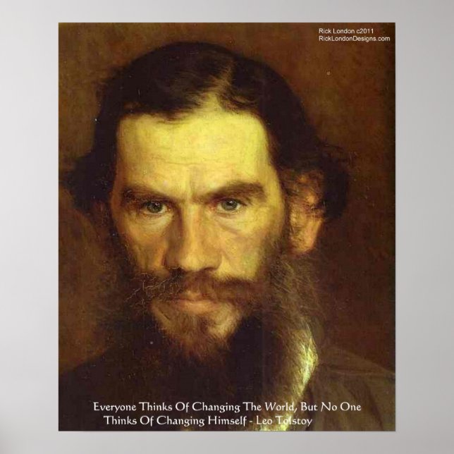 Tolstoy "Mude-se" Poster de citação de Sabedoria (Frente)