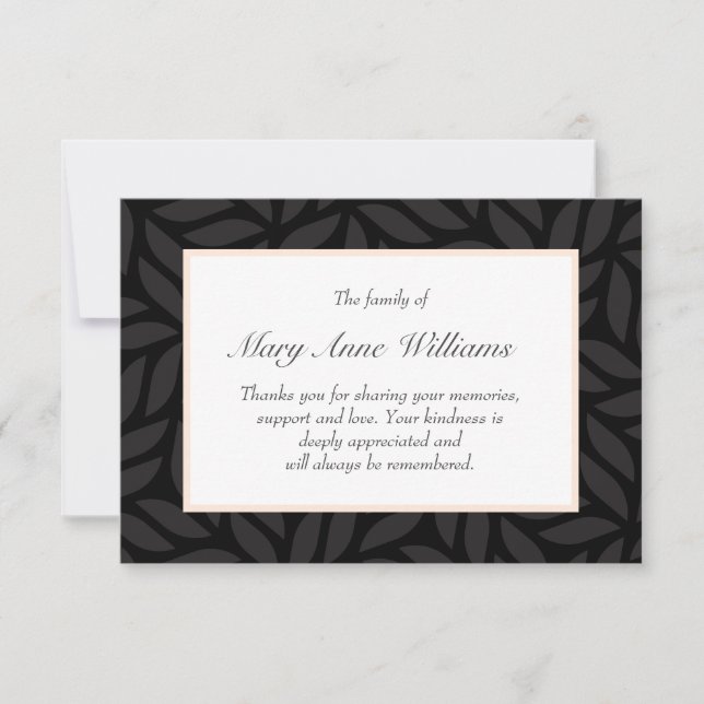 Tom sobre tom folhagem delicada funeral obrigado (Frente)
