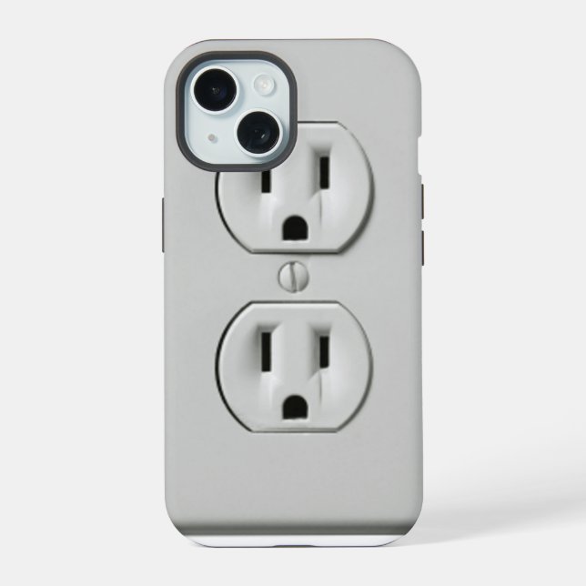 Tomada elétrica - iPhone 15 Case (Verso)