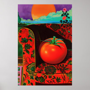 Tomate na Cadeira de Braço Floral Impressão de Art