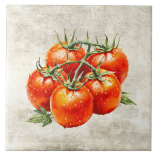 Tomates Vermelhos Rústicos em Aquarela Textura Fal