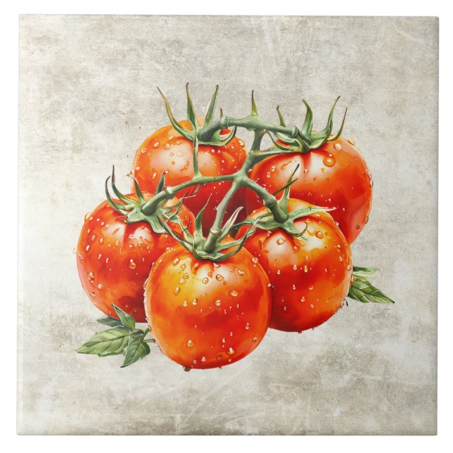 Tomates Vermelhos Rústicos em Aquarela Textura Fal (Frente)