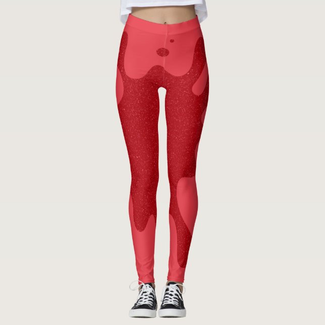 Tomato Red Speckle-Panel Leggings – Customizable (Frente)