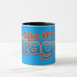 Tome a caneca da campainha do preto do palco