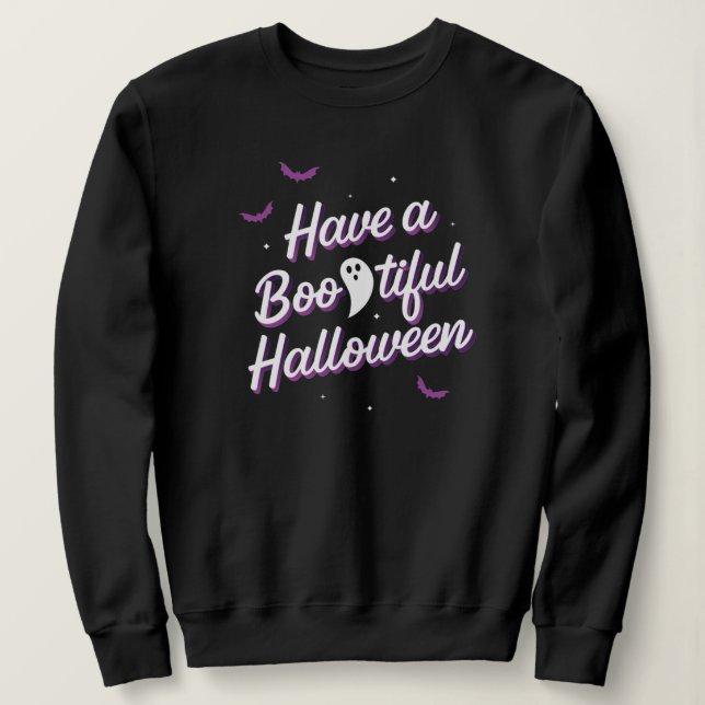 Tome uma camiseta Negra Bootiful Halloween (Frente do Design)