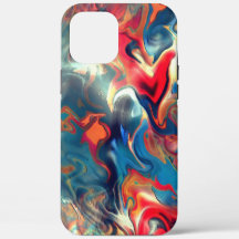 Tons azuis e vermelhos manchados, tinta virtual de