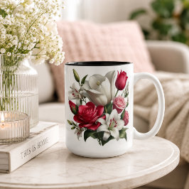 Tons Caneca de café com lírio e rosas em dois tons, 450