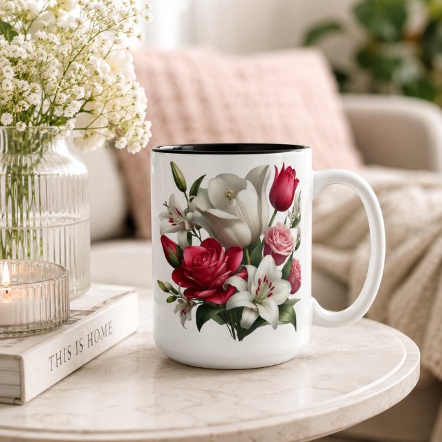 Tons Caneca de café com lírio e rosas em dois tons, 450 (Criador carregado)
