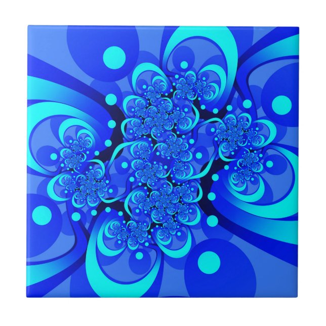 Tons de Azul Arte Fractal Abstrata Moderna (Frente)