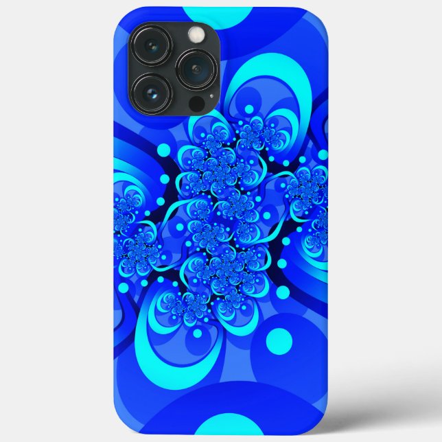 Tons de Azul Arte Fractal Abstrata Moderna (Verso)