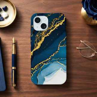 Tons de Azul com Tinta Alcoólica Dourada
