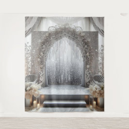 Tons de cinza enforcando tapeçaria para fotos