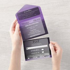 Tons de Roxo Aquarela Casamento Moderno Minimalist