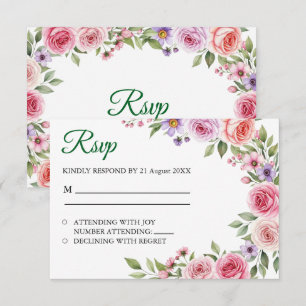 Tons de Simples Roxo Floral Pó Dusty Convite de Re