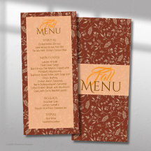 Tons marrons Folhas de outono Menu plano de outono