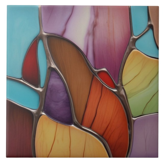 Tons Quentes Faux Vidro Estido Abstrato de Arte Mo (Frente)