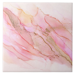 Tons rosa em nuvens de tinta com Dourado