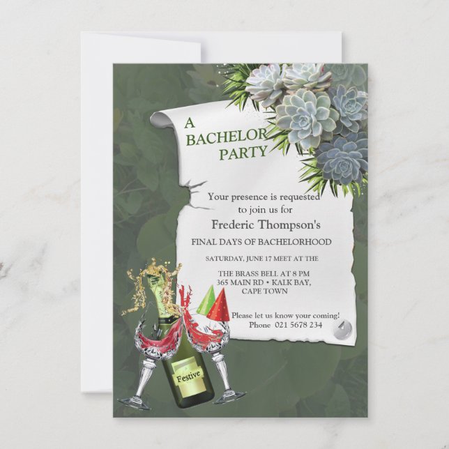 Tons Suculentos de Azul Pálido Despedida de Soltei (Frente)