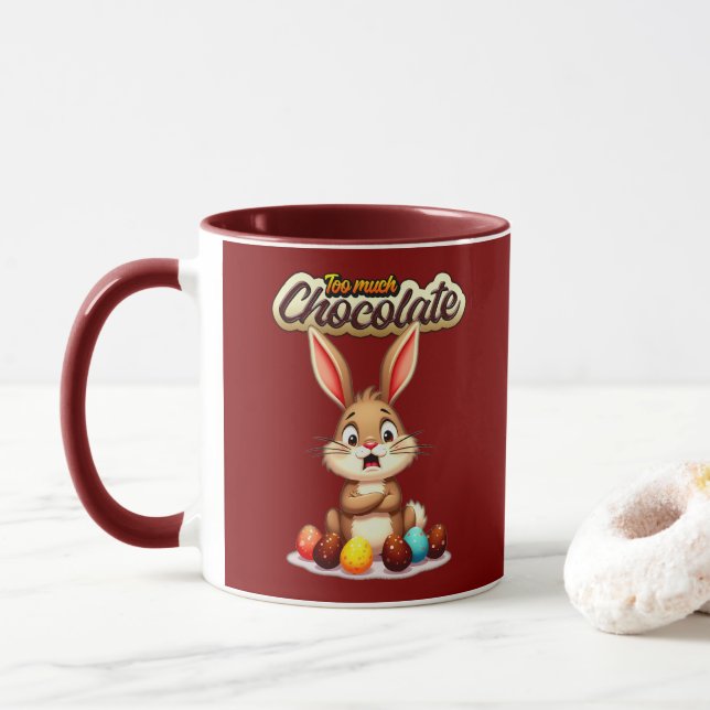 Too Much Chocolate – Funny Easter Bunny - caneca (Com Donut)